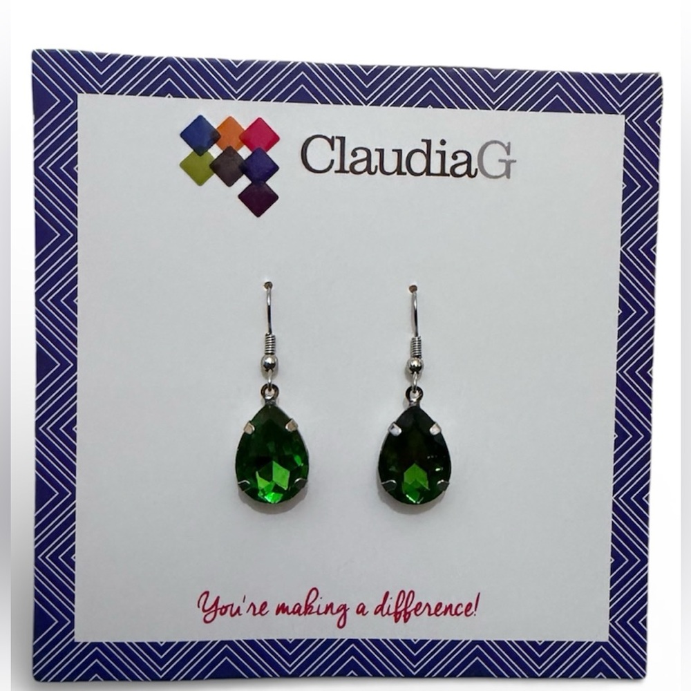 CLAUDIAG COLLECTION EMERALD GREEN TEARDROP EARRINGS